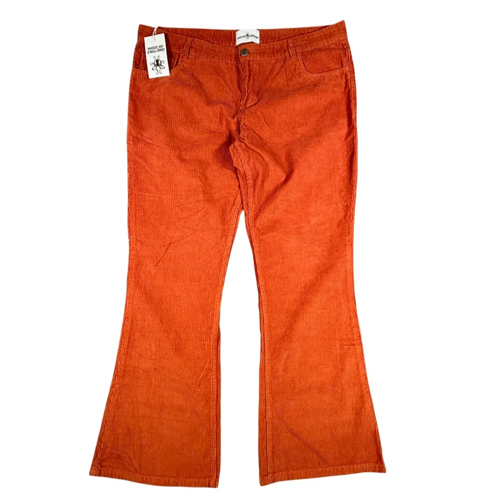 Madcap England Corduroy Pants Womens 40W 32L Rust Flare Wide Leg Trouser Vtg NWT